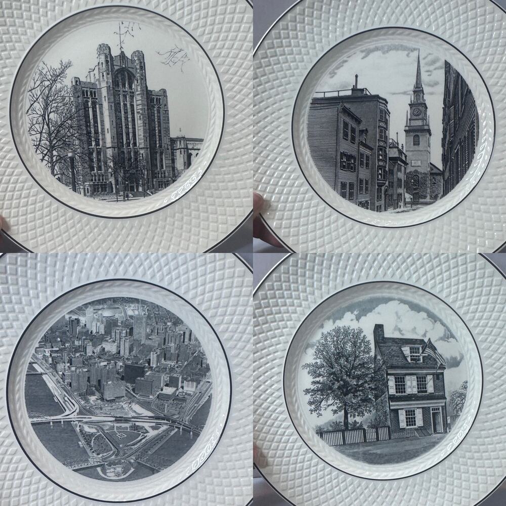 Copeland Spode Mansard set of‎ 4 plates - "Famous in American History" series